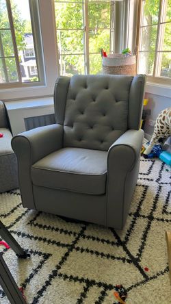 Gray swivel glider rocking chair