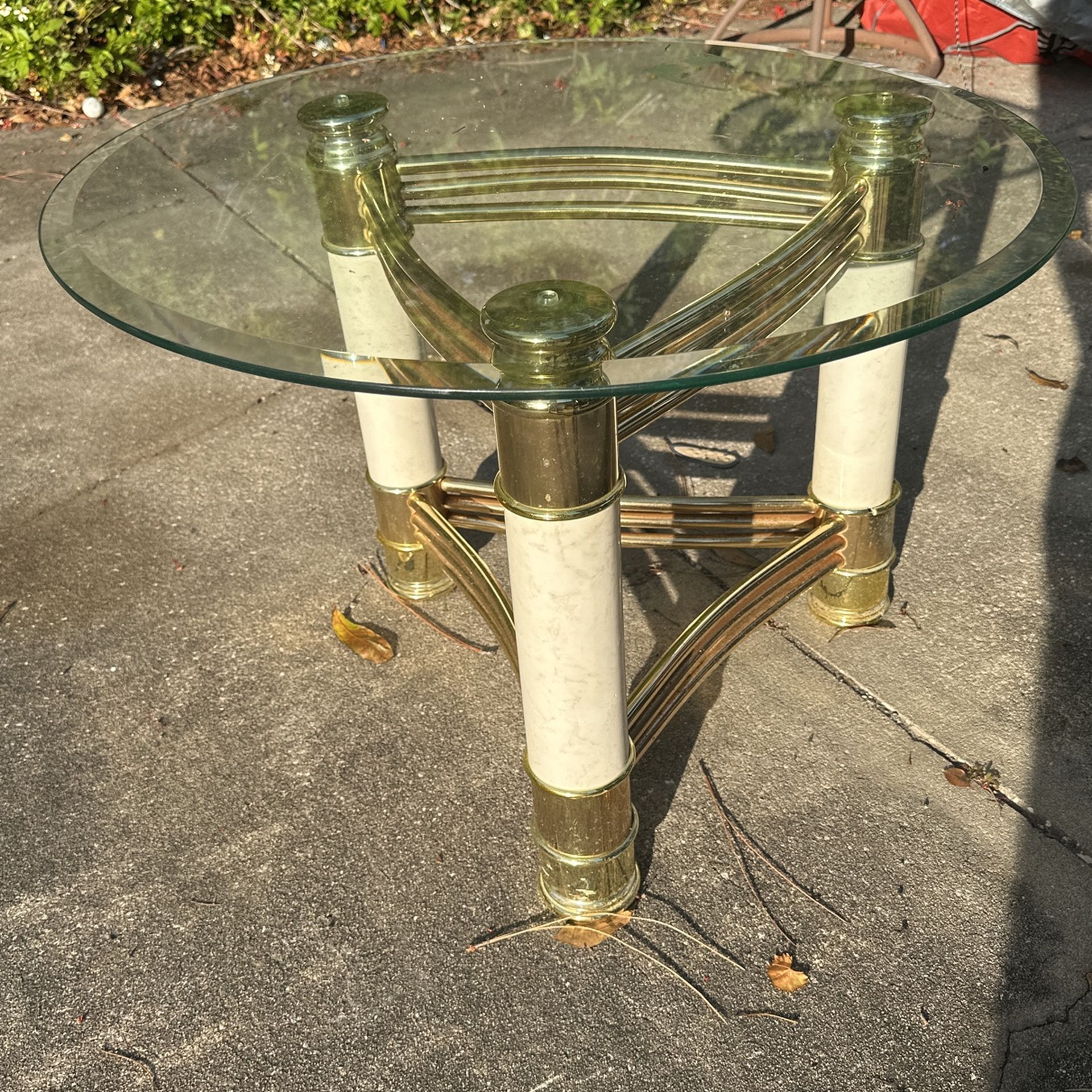 Vintage Glass and Brass Coffee Table - $40