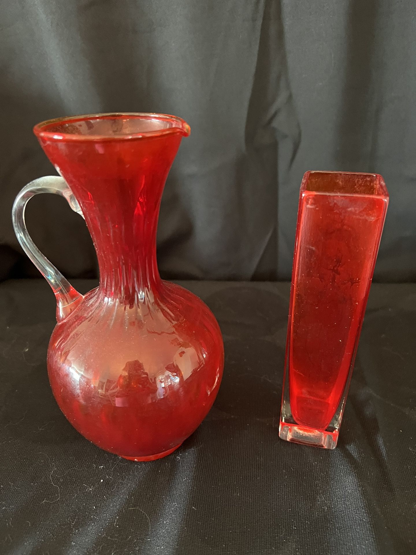 Small red flower vases