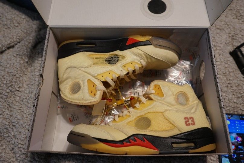 Jordan 5 off white sail size 11 with box