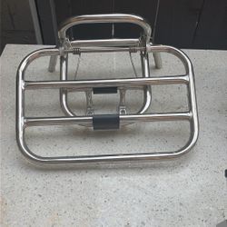 Chrome Folding Scooter / Moped Luggage Rack – Spring Loaded – Vespa Style