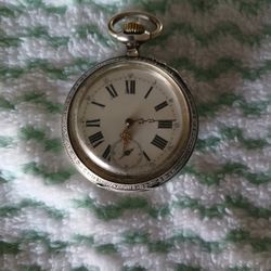 18 Size Pocket Watch 800 Sterling Silver 1906 Works Good