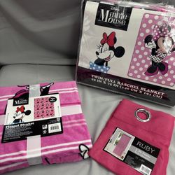 Minnie Mouse Blankets/ Sheer Curtain
