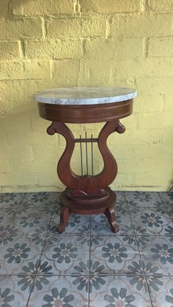 Marble and Wood Side Table
