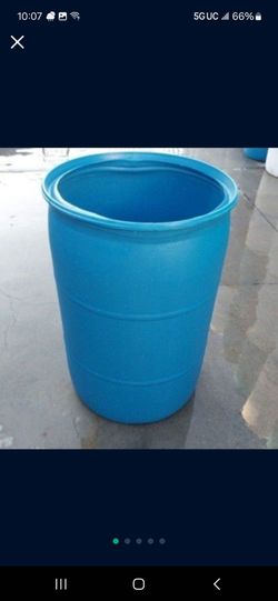 55 Gal Plastic Drums HDPE # 2 Barrels Trash Can Water Storage Containers Recycling Rain Barrel Plastic Drums Gray Water Storage