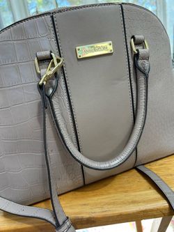 Anne Klein Taupe Croc-Embossed Satchel Handbag