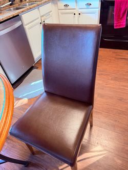 Brown Leather Dining Chair with table