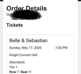 Belle & Sebastian Tier 1 box seat 5/17 7pm Miami
