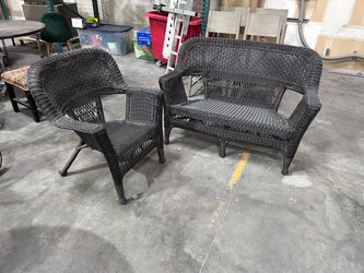 Jeco black resin wicker outdoor patio set