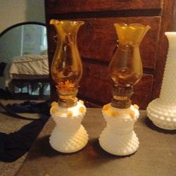 Hobnail Milk Glass Lanterns