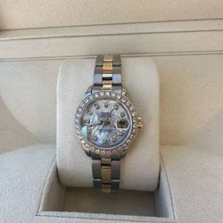 Rolex Datejust 26mm MOP Diamond dial bezel yellow gold and stainless steel oyster bracelet