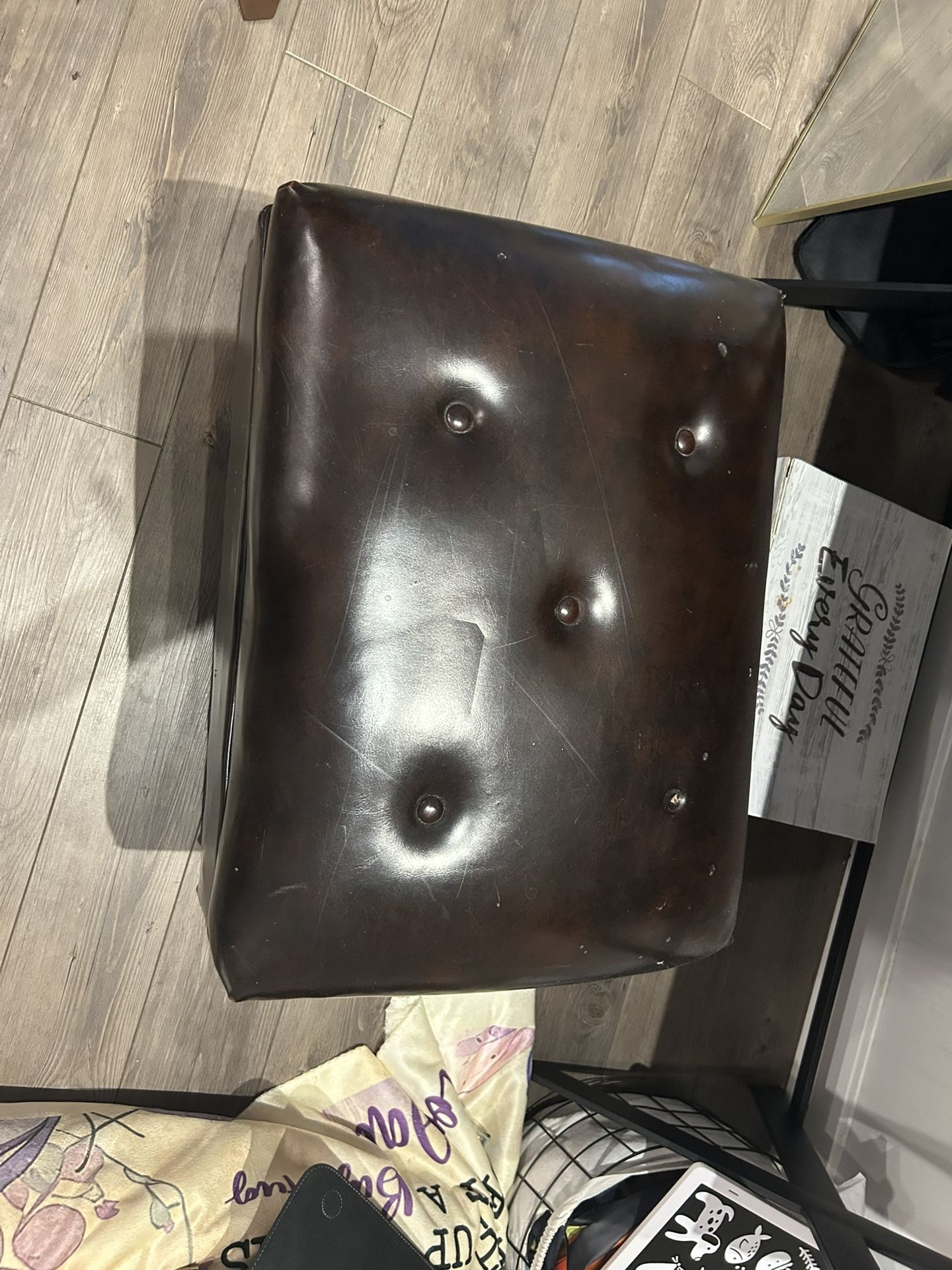Vintage Leather Foot Stool 