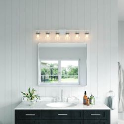 Y58 $50  40 in. W x 36 in. H Rectangular Aluminum Framed Wall Bathroom Vanity Mirror in Silver  Bathroom vanity mirror is designed with HD float glass