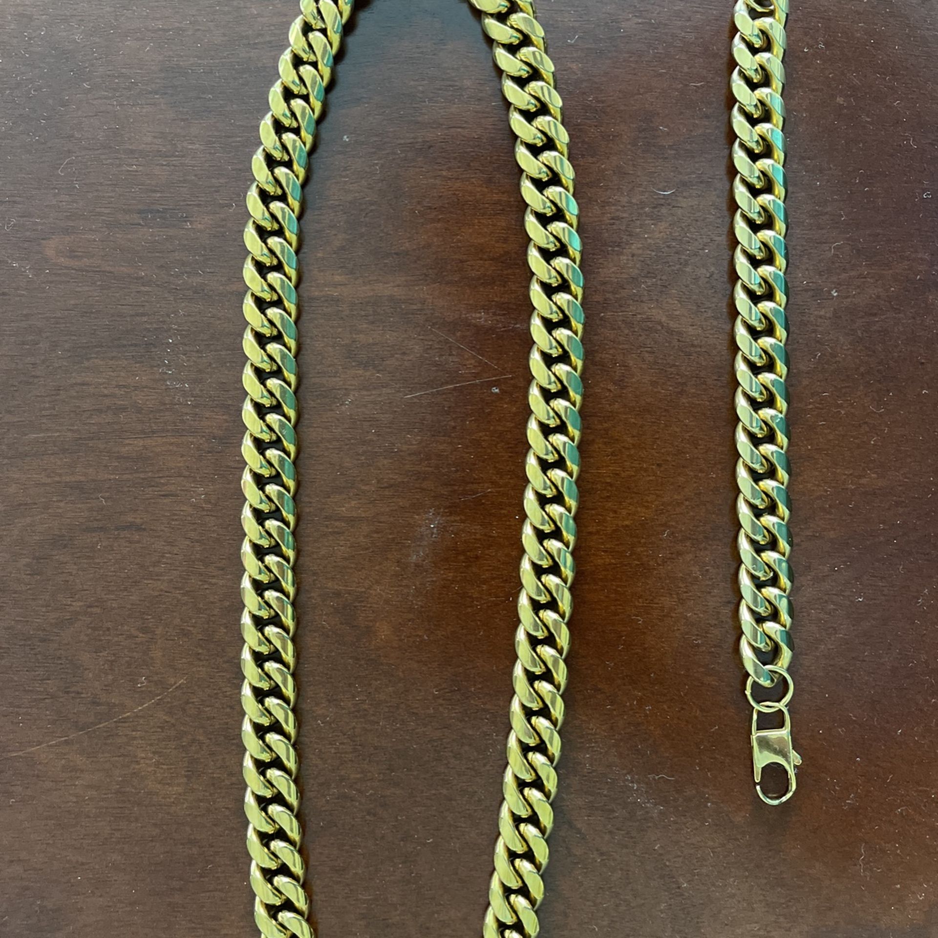 Gold Plated Chain & Bracelet ( Cuban Link )