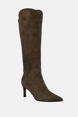 NWT GUESS Palisa Women's Suede Knee-High Boots Green Zip Pointed Toe Size 6M