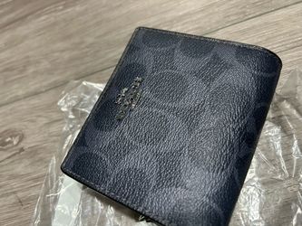 Navy Blue Coach Snap Wallet in Signature Canvas