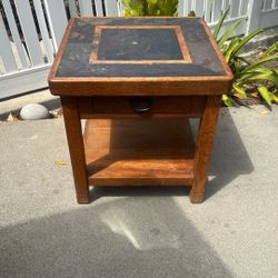 Vintage Modern Stone Tiled End Table