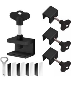 5 Sets Sliding Window Locks, Security Window Lock with Key, Aluminum Stoppers