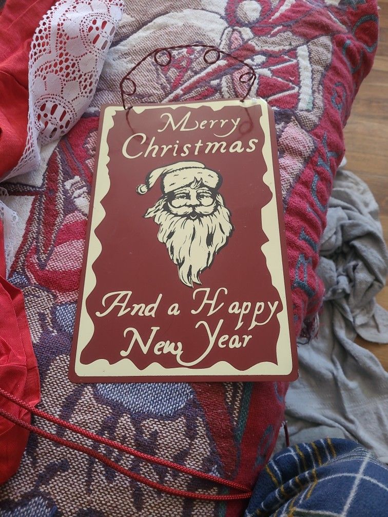 Metal Tin Sign Santa Merry Christmas Vintage Sign Aluminum Retro Sign Christmas Sign for Kitchen Garden Yard Wall Bedroom Club Home Decor