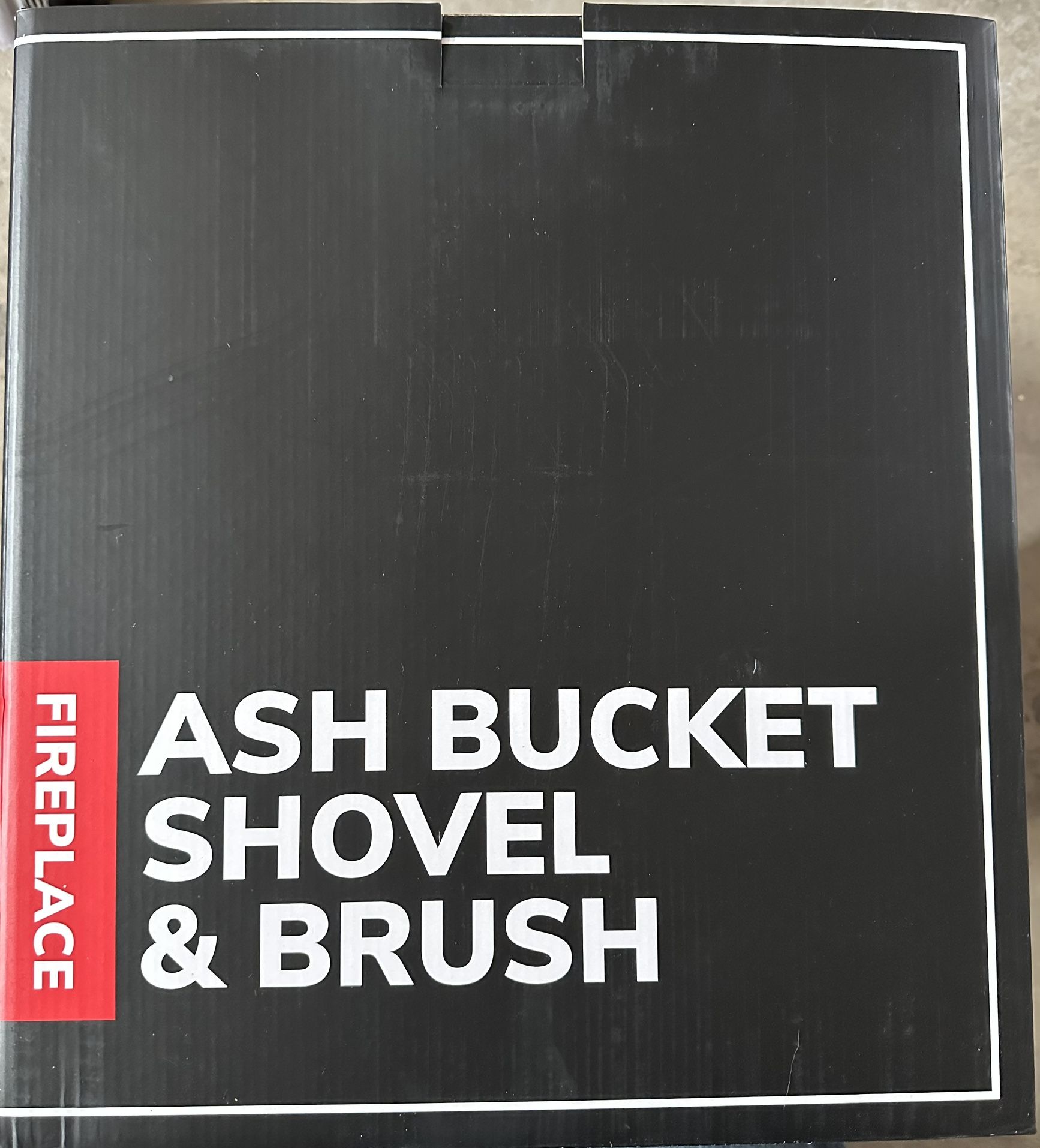Metal Ash Bucket with Lid and Shovel, Brush, Black