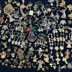 HUGE Guardian Angel Cherub Brooch Keychain Earrings