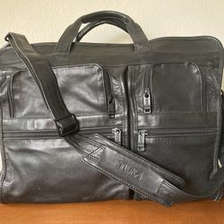 Tumi Alpha Black Nappa Leather Briefcase Vintage Deluxe Travel Shoulder Bag Luggage Case Business 