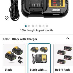 2Packs 20V 6.0Ah Lithium Battery and DCB107 Charger Compatible with Dewalt 20V Battery DCB200 DCB201 DCB204 DCB206 DCB207 DCB180 DCD/DCF/DCG Series Co