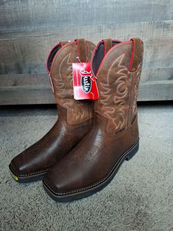 Justin Steel Toe Western Work Boots size 10