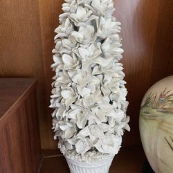Tall White Porcelain Boxwood Topiary