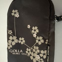 Golla Vintage Digital Camera Case/Pouch Zipper Closure. Brown W Pink Flowers
