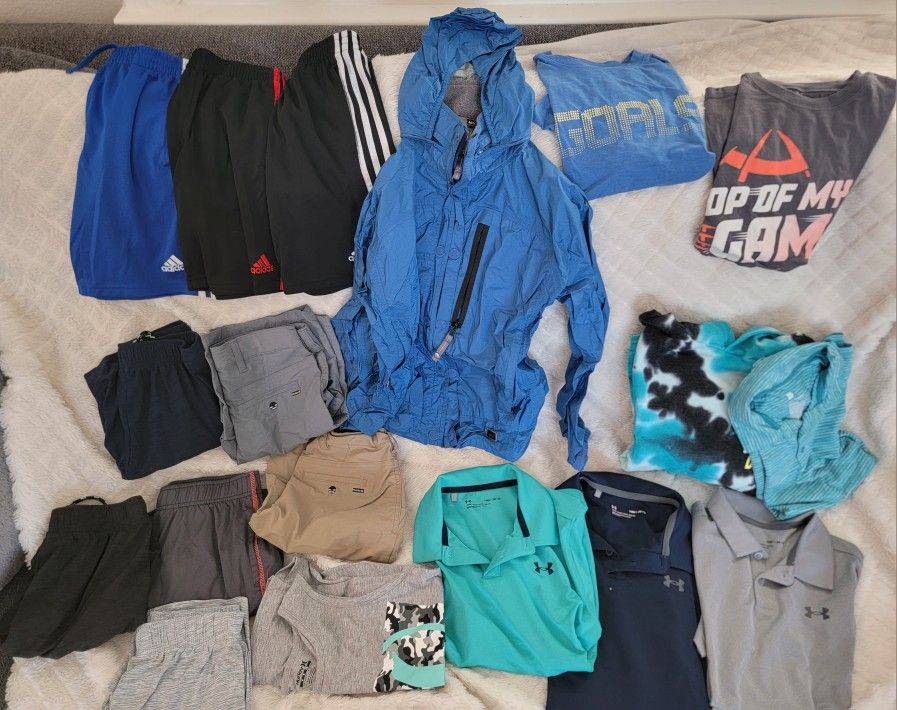 Boys Kids Size 8 10 Hurley, REI, Adidas, Under Armour Shirts Shorts Jacket