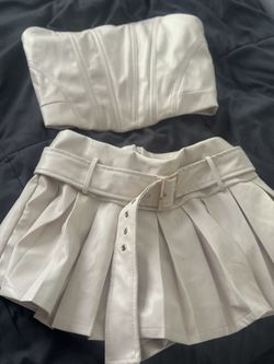 Leather Crop Top & Skirt Combo