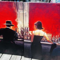 Set Of Painting 22x30   At Bar Having A Cocktails