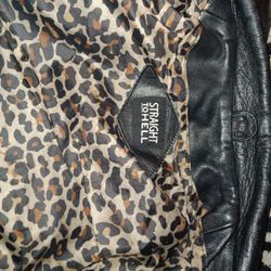Leather jacket deals leopard print lining
