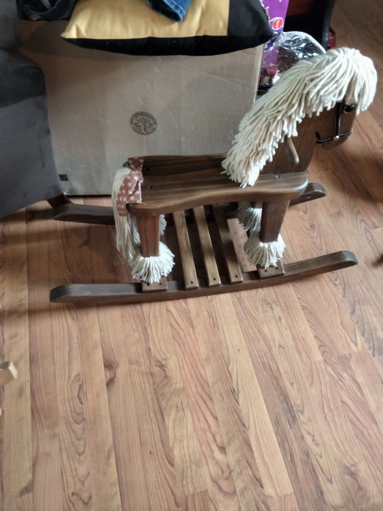 Oak Amish Made Vintage Rocking Horse
