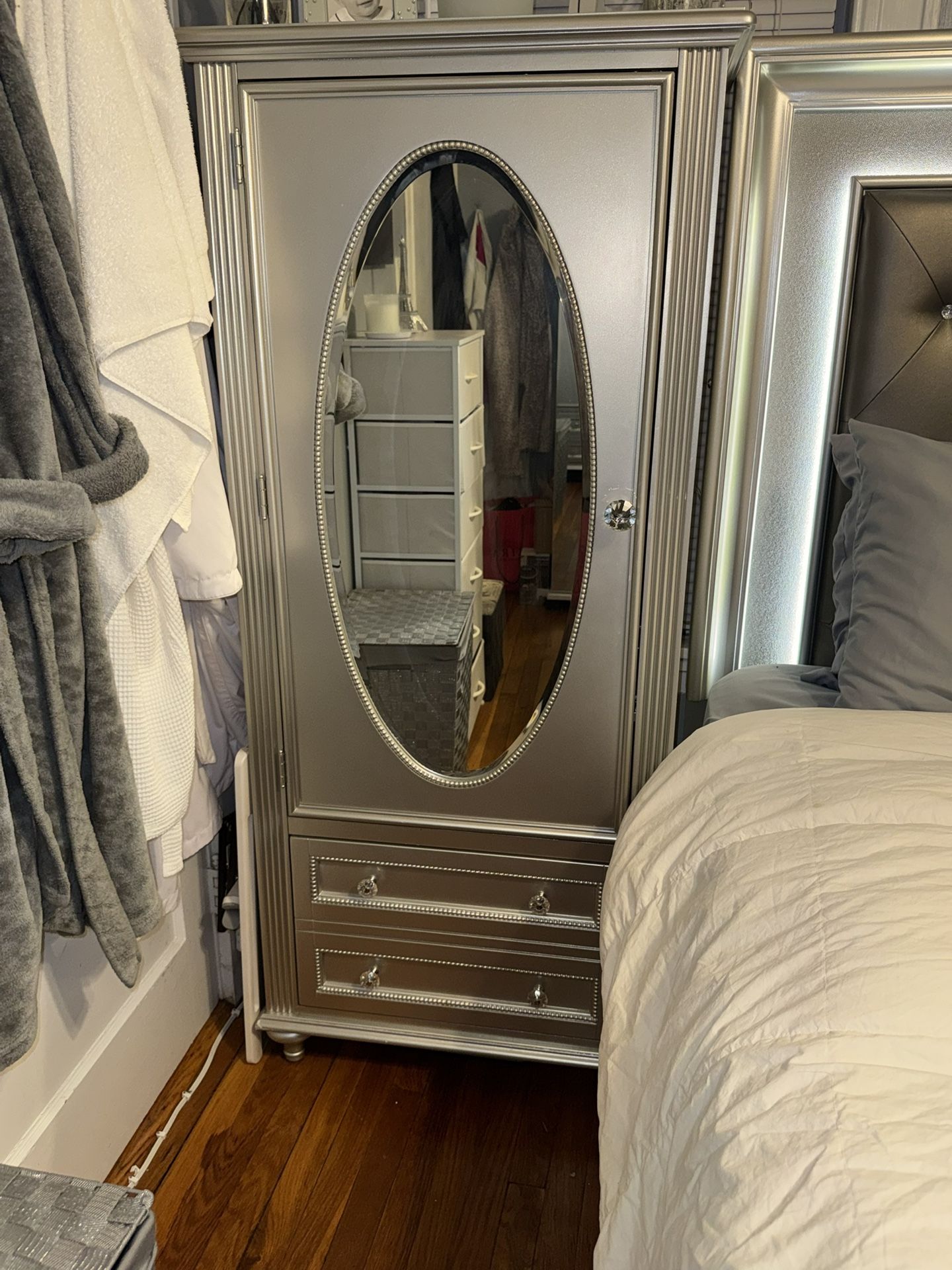 Silver Wardrobe with Drawer