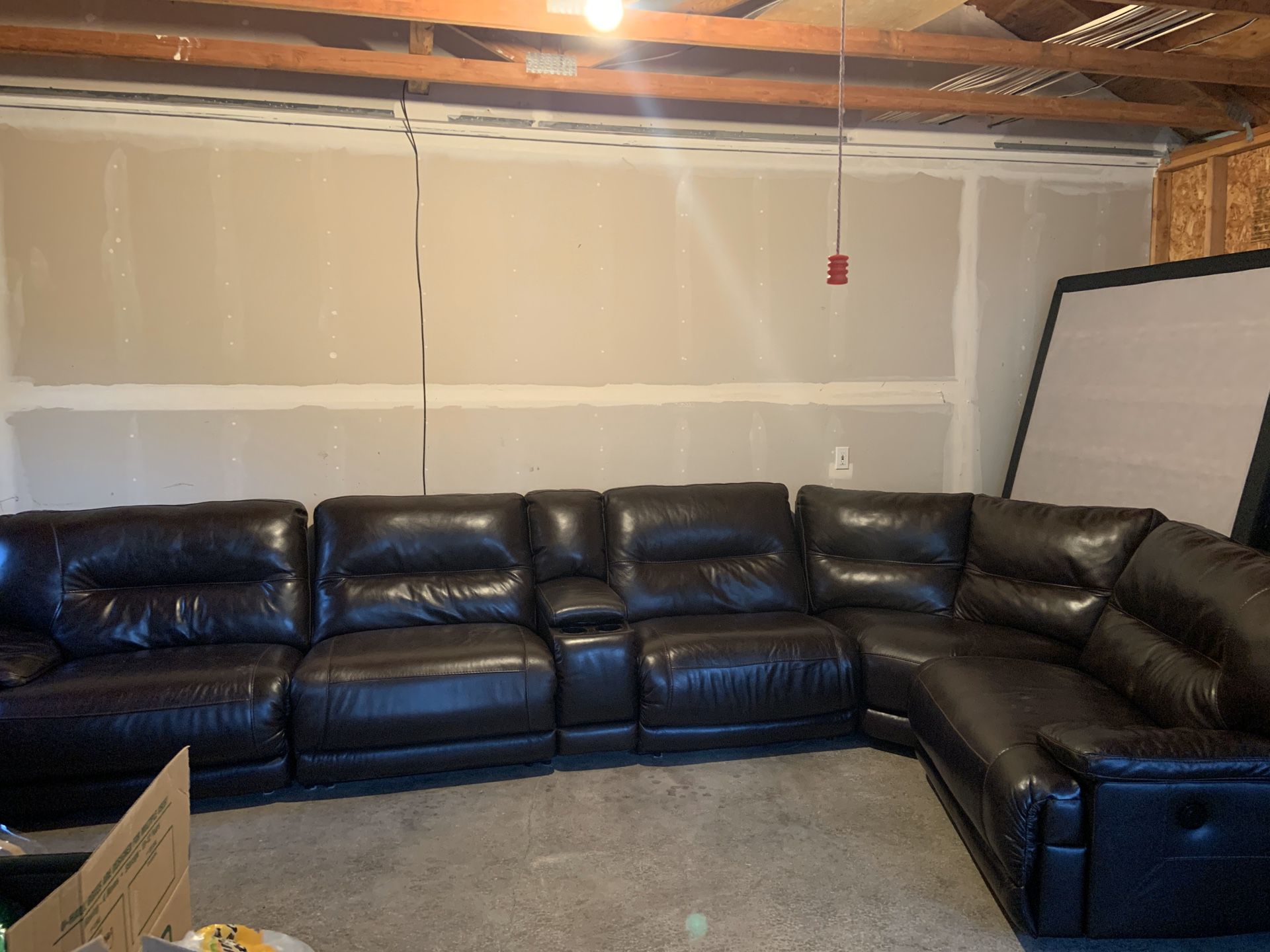 Leather couch and ottoman