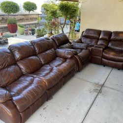 Brown Leather Sofa 