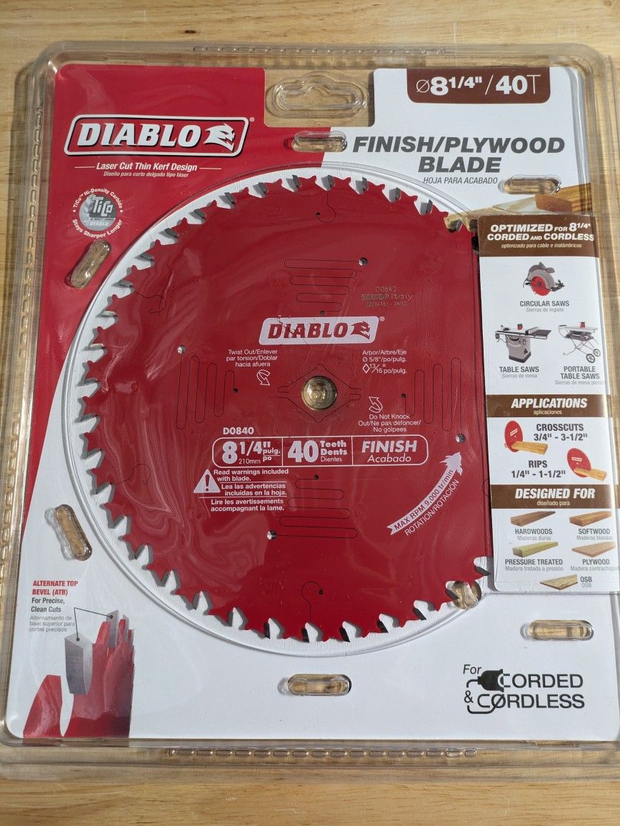 Diablo 8 1/4 40t Finish Plywood Blade