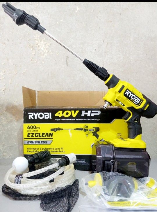 RYOBI ONE+ HP 18V Brushless EZClean 600 PSI 0.7 GPM Cordless Cold Water Power Cleaner with 4.0 Ah Battery and Charger