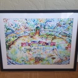 Pink Floyd Live In Pompeii Watercolor Framed Painting  By Fabrizio Casseta 