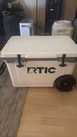 52 Quart RTIC White and Grey Lightweight Wheeled Cooler