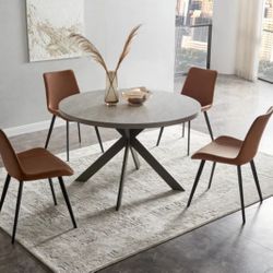 Large Round Modern Dining Table With Chairs