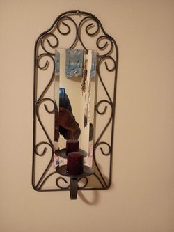 Candle holder with mirror