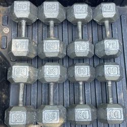 SELLING HEAVY DUMBBELLS : (PAIRS OF)  :   75s   80s   85s   95s   ($1.25--$1.40 LB.) *.  *.  will sell separately
: 50s  55s  60s  70s  90s 100s 120s 
