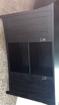 Entryway Storage Cabinet with Cubbies – Dark Wood