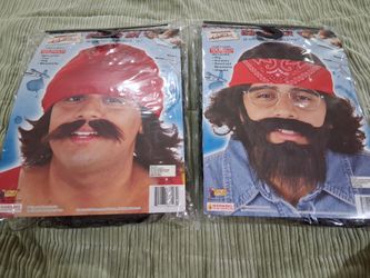 Halloween costume set, Cheech and Chong, Adult size, will need double-sided tape for beard and mustaches, used, sold as-is, price firm