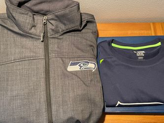 Brand New Mens Seahawks Apparel (Softshell jacket in size Large and T-shirt in size Medium)