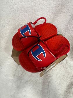Champion Slide Sandals Red with Elastic Strap