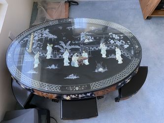 Vintage Asian Tea Table with Mother of Pearl Details